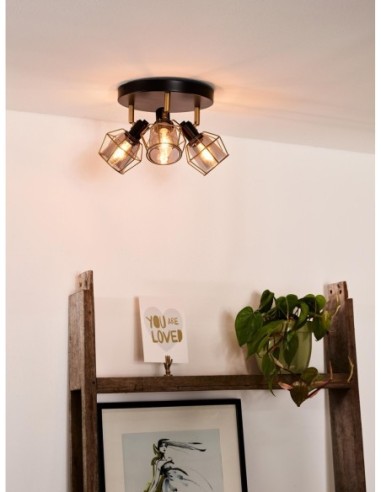 Plafonnier diam. 36 cm 3xE14 Noir et Fumé - Lucide - NILA