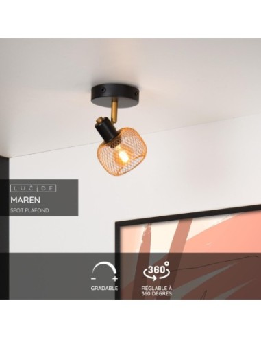 Maren  de Lucide - Spot plafond  E14 Or Mat / noir