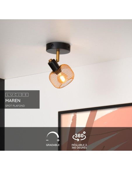 Maren  de Lucide - Spot plafond  E14 Or Mat / noir
