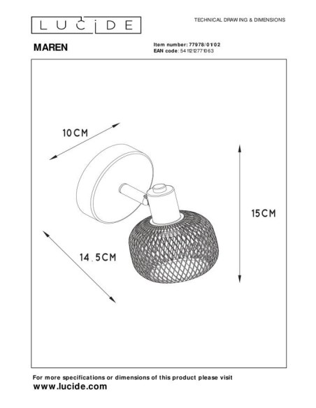 Maren  de Lucide - Spot plafond  E14 - dessin technique