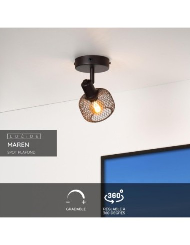 Maren de Lucide - Spot plafond  E14 noir Mat