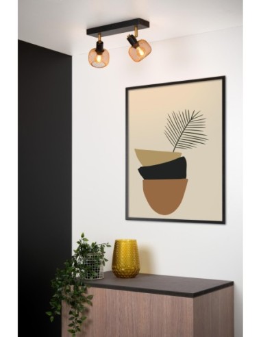 Maren de Lucide - plafonnier 2 spots  2xE14 Or Mat / noir