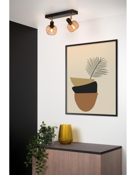 Maren de Lucide - plafonnier 2 spots  2xE14 Or Mat / noir