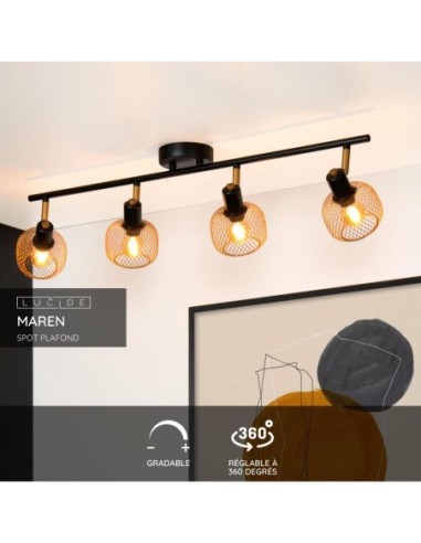 Plafonnier Led  25 W 4xE14 Or Mat / Laiton - MAREN - Lucide