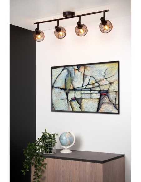 Plafonnier 25 W 4xE14 Métal Noir - MAREN - Lucide