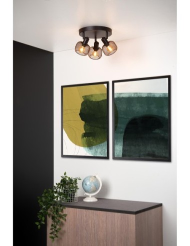 Maren de Lucide - Plafonnier 3 spots Diam. 37 cm 3xE14 noir