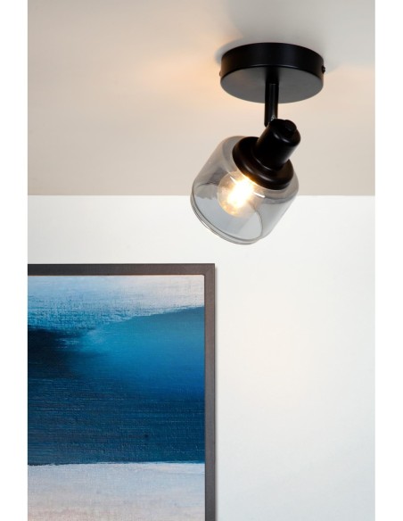 Bjorn de Lucide - Spot plafond 1xE14 noir Mat / fumé