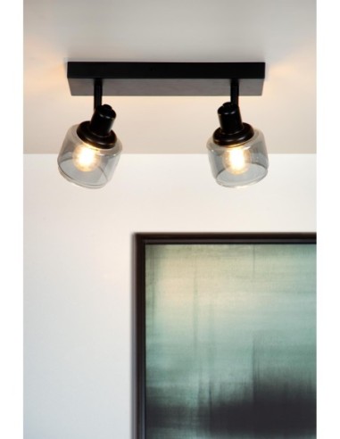 Bjorn de Lucide - Spot plafond orientable 2xE14 noir Mat / fumé