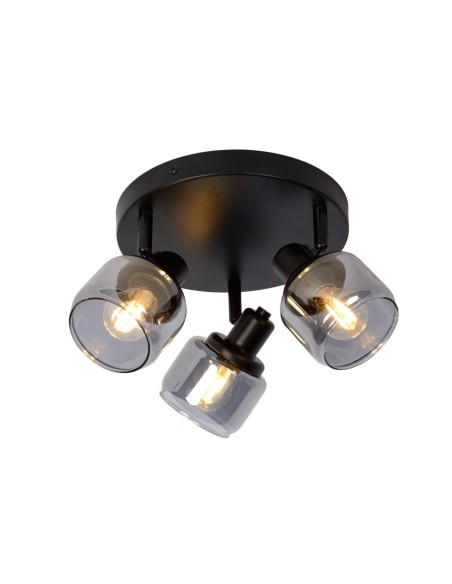Spot plafond 3xE14 noir Mat / fumé - Lucide - Bjorn