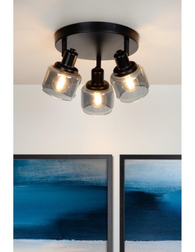 Bjorn de Lucide - Spot plafond orientable 3xE14 noir Mat / fumé