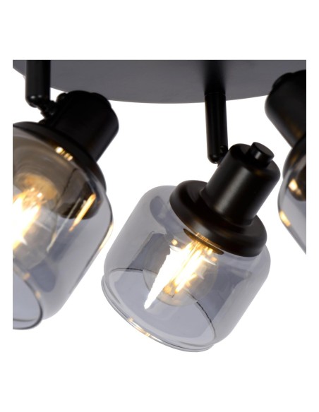 Lucide - Bjorn - Spot plafond 3xE14 noir Mat / fumé