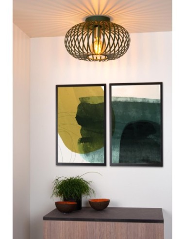 Manuela de Lucide - Plafonnier Diam. 39,5 cm 1xE27 vert