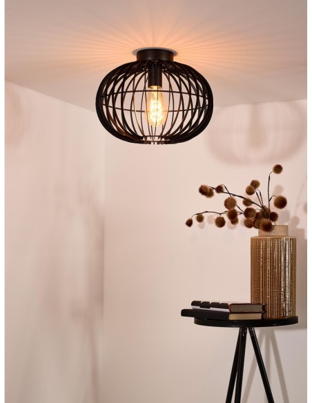 Reda de Lucide - Plafonnier métal noir Diam. 32 cm 1xE27