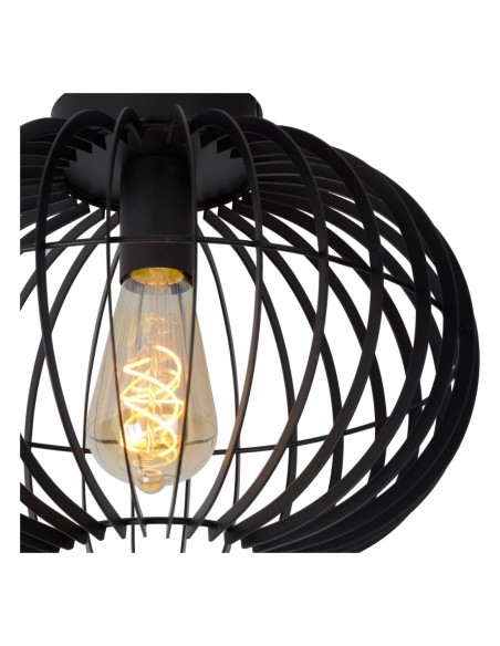 Lucide - Reda - plafonnier rond métal noir - culot E27