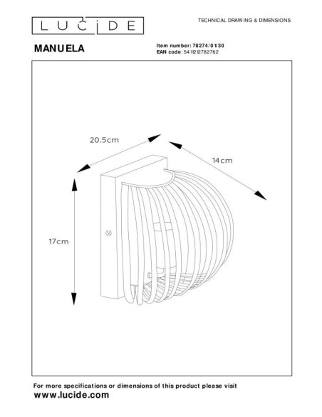 Applique Manuela de Lucide - dessin technique
