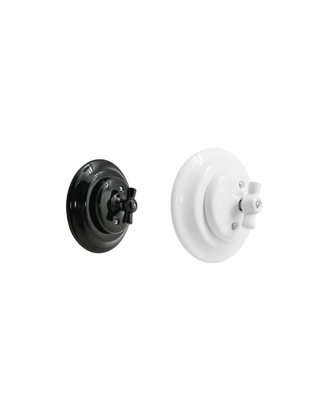 Interrupteur rétro en porcelaine blanche ou noire - Girard Sudron couleur  Blanc