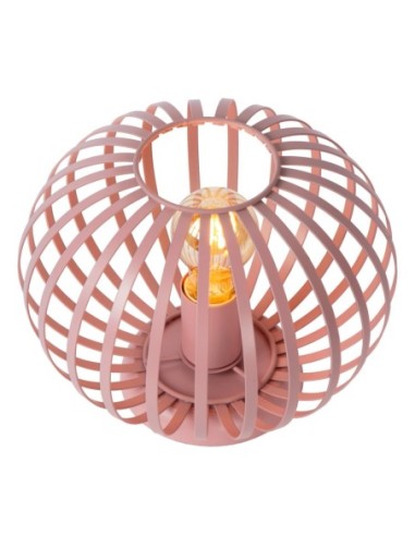 Merlina de Lucide - lampe de table ou de chevet en métal rose - culot E27