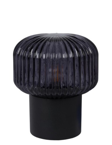 Jamy de Lucide - lampe forme lanterne japonaise métal et verre fumé - culot E14