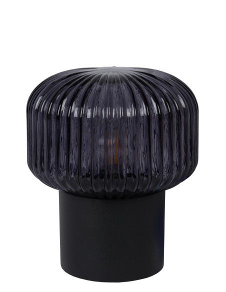 Jamy de Lucide - lampe forme lanterne japonaise métal et verre fumé - culot E14