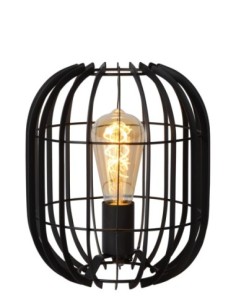 Lampe de table forme lanterne métal noir culot E27 - Lucide - Reda