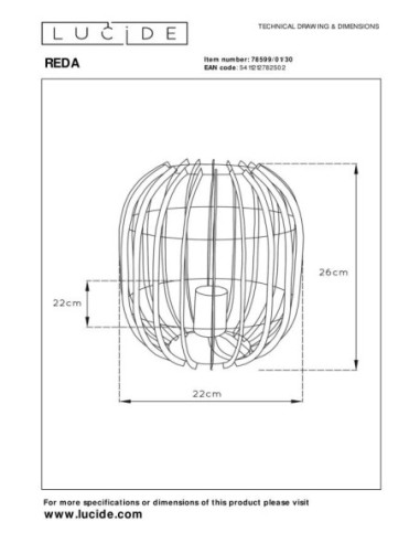 Reda lanterne de Lucide - dessin technique