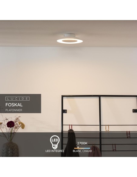 plafonnier led intégrée - FOSKAL - Lucide - 1X6 W, 2700K en blanc