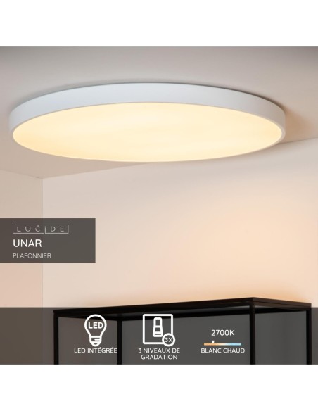 Unar - Plafonnier led en métal et acrylique en blanc
