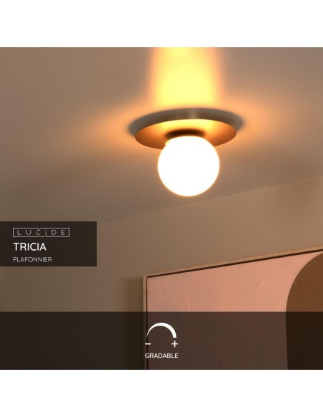 Lucide - Tricia plafonnier IP20, Dimmable avec interrupteur - Blanc