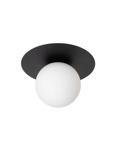 Lucide - Plafonnier tricia en noir et métal et verre