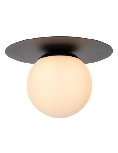 Lucide - Plafonnier Tricia en noir métal et verre