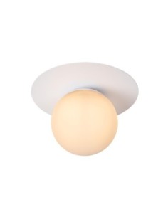 plafonnier tricia - IP20 - E27 - blanc en métal et verre