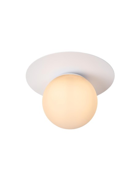 plafonnier tricia - IP20 - E27 - blanc en métal et verre