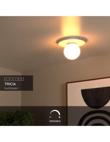 Lucide - Tricia plafonnier IP20, Dimmable avec interrupteur - Blanc