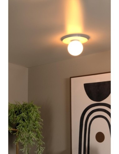 tricia - lucide plafonnier led blanc en métal et verre