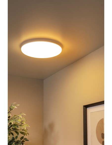 Olson de Lucide - plafonnier Led extra-plat, étanche (IP44), dimmable, CCT