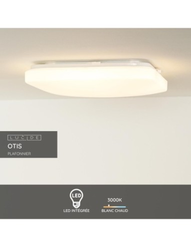 Otis de Lucide - plafonnier Led carré - 33x33 cm - 2100 lumens