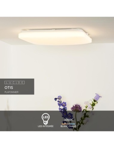 Otis carré - Lucide - 43 cm - plafonnier Led - éclairage blanc chaud