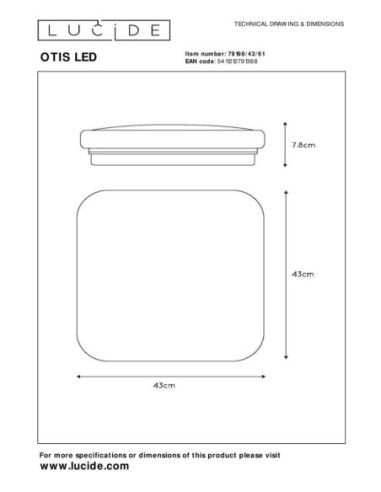 Otis de Lucide - plafonnier Led - dessin technique