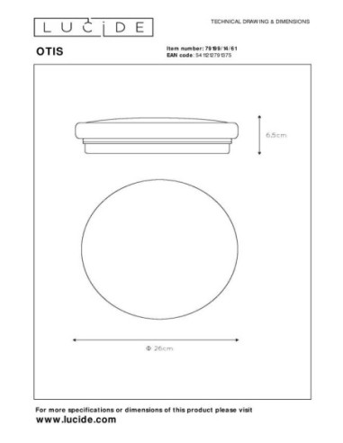 Plafonnier Led Otis - Lucide - dessin technique