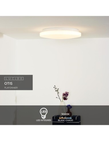 Otis de Lucide - Plafonnier Led ultra-plat - éclairage blanc chaud - 1600 lumens