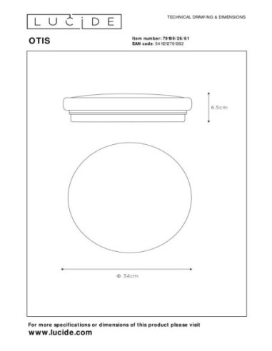 Plafonnier Led Otis diam. 34 cm - Lucide - dessin technique