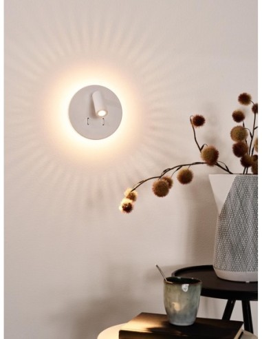applique murale Led Bentjer de Lucide - double interrupteur - éclairage périphérique + éclairage central orientable