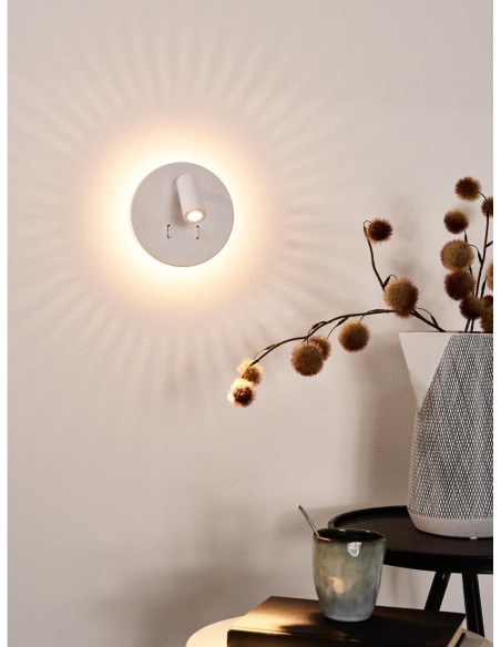 applique murale Led Bentjer de Lucide - double interrupteur - éclairage périphérique + éclairage central orientable