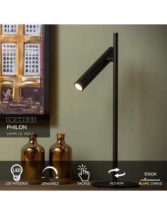 Lampe de table  éclairage blanc chaud noire - Lucide - Philon 2