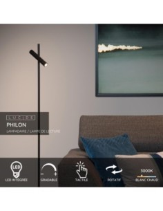 Lampadaire /liseuse  1 source lumineuse noir - Lucide - Philon 2