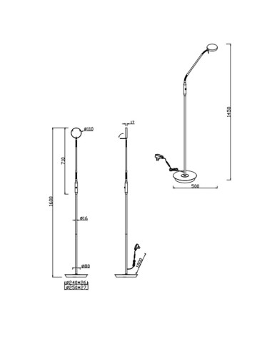 Lampadaire Monza de Trio - dessin technique