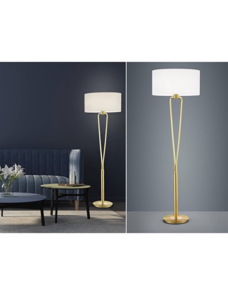 Paris II laiton - lampe de sol - Trio - culot E27 - abat-jour textile