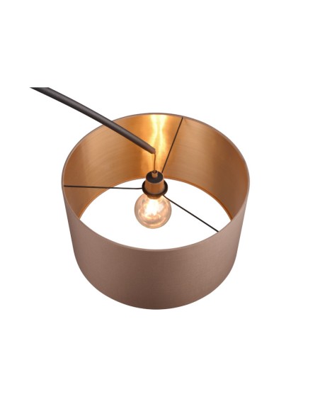Mansur de Trio - lampadaire Led abat-jour textile taupe et doré