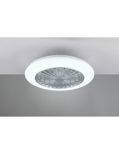 Plafonnier ventilateur STRALSUND LED installé intérieur moderne design titane