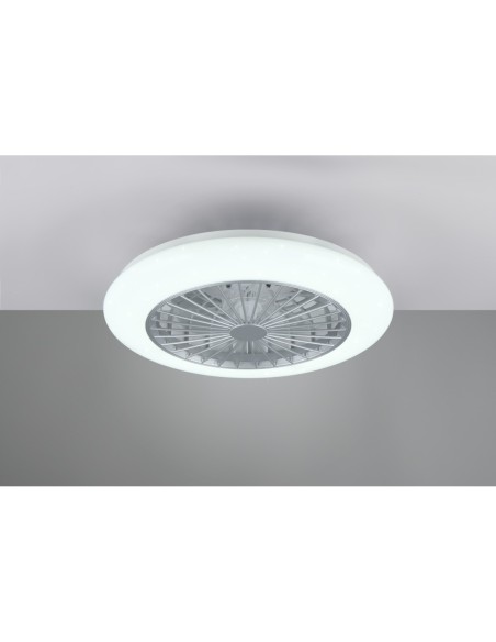 Plafonnier ventilateur STRALSUND LED installé intérieur moderne design titane